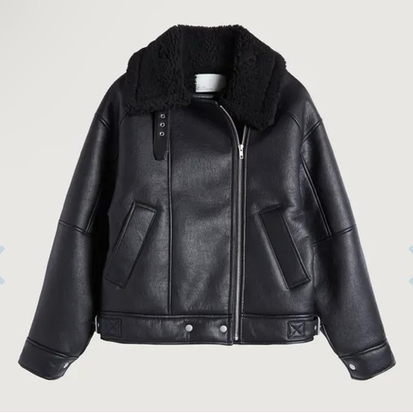 NWOT - Oak + Fort OVERSIZED SHERPA AVIATOR JACKET - Small - Picture 1 of 12